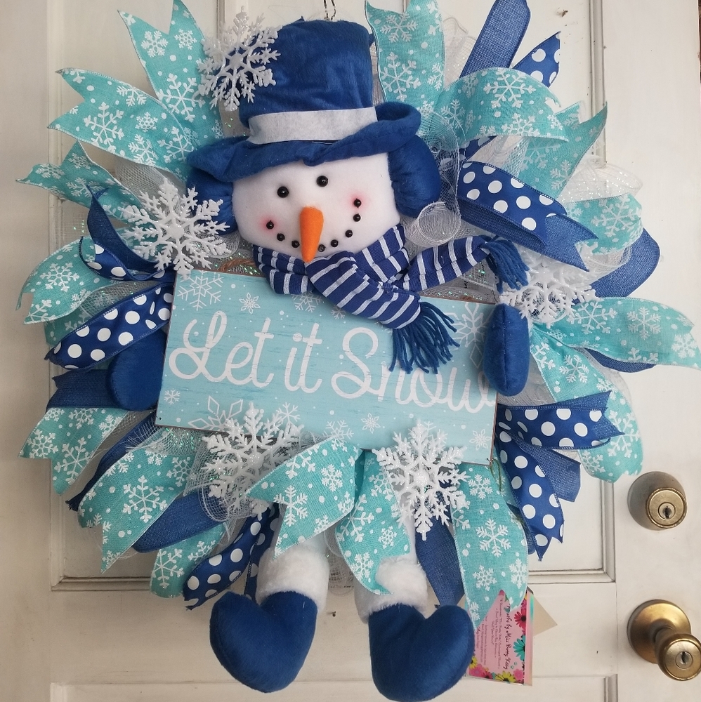 Handmade Plush Snowman Wreath